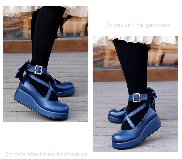 Black Jirai Kei platform Mary Janes worn comparison photo showing actual wear, comfort positioning, and real-world styling integration