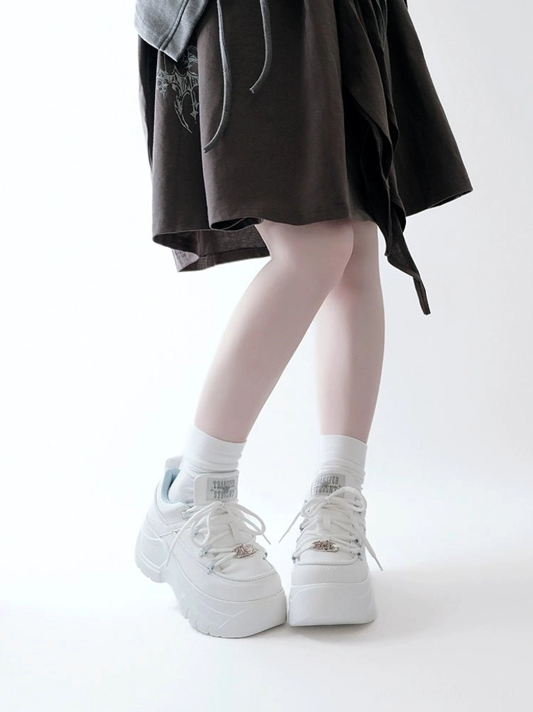 Black jirai kei platform sneakers ground edgy high contrast outfits perfectly with oversized band tees pleated skirts and layered chains