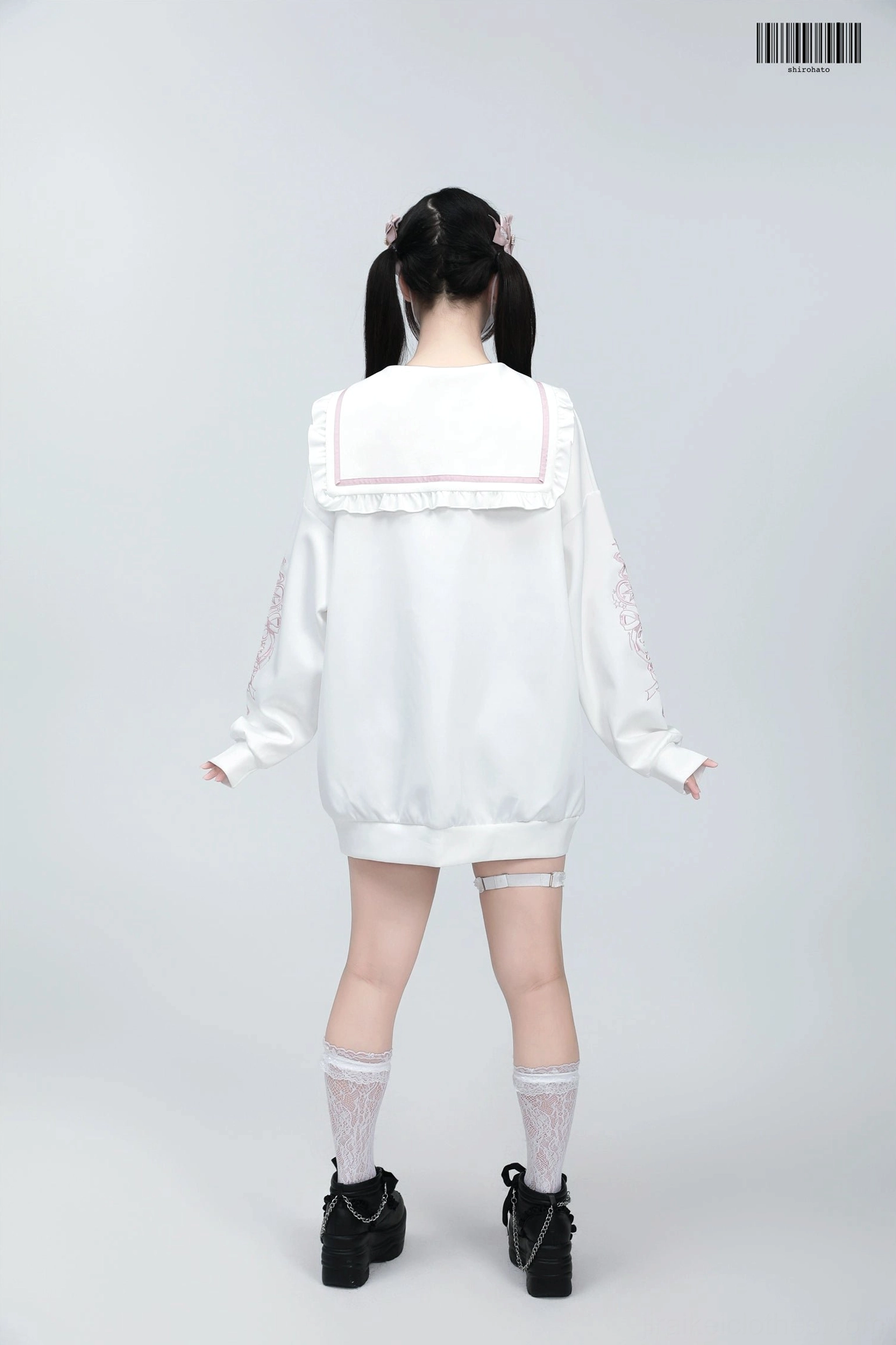 Black-purple Jirai Kei sailor collar embroidered jacket gothic styling, dark aesthetic alternative fashion display