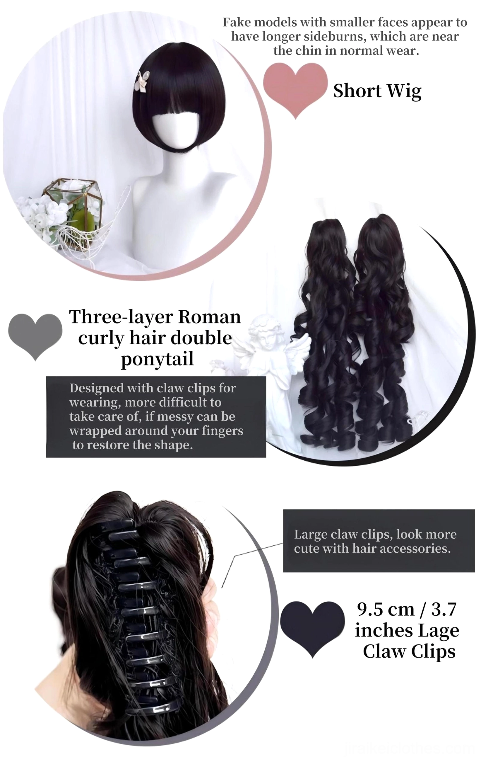 Heat-resistant high-temperature fiber black wig specifications and heat styling up to 110 degrees celsius