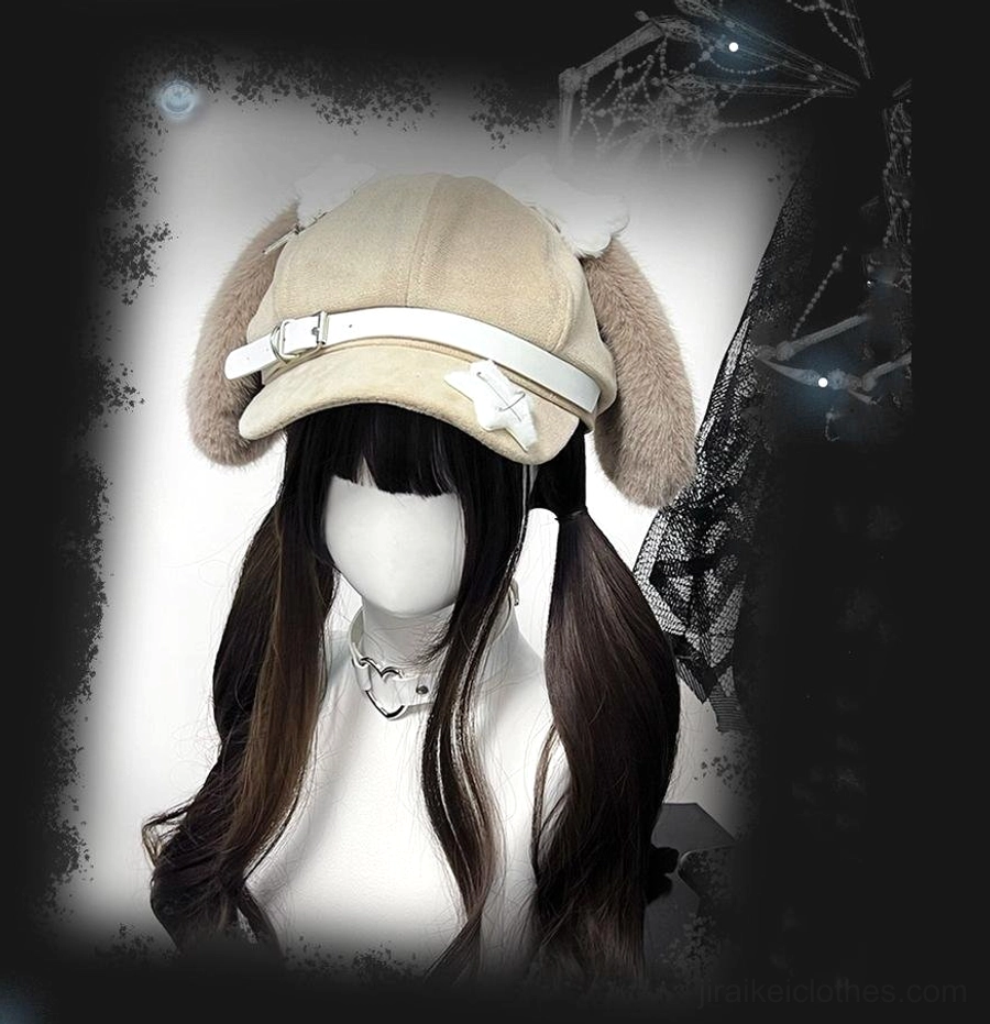 Brown puppy ear newsboy cap Jirai Kei fashion accessory kawaii hat styling guide