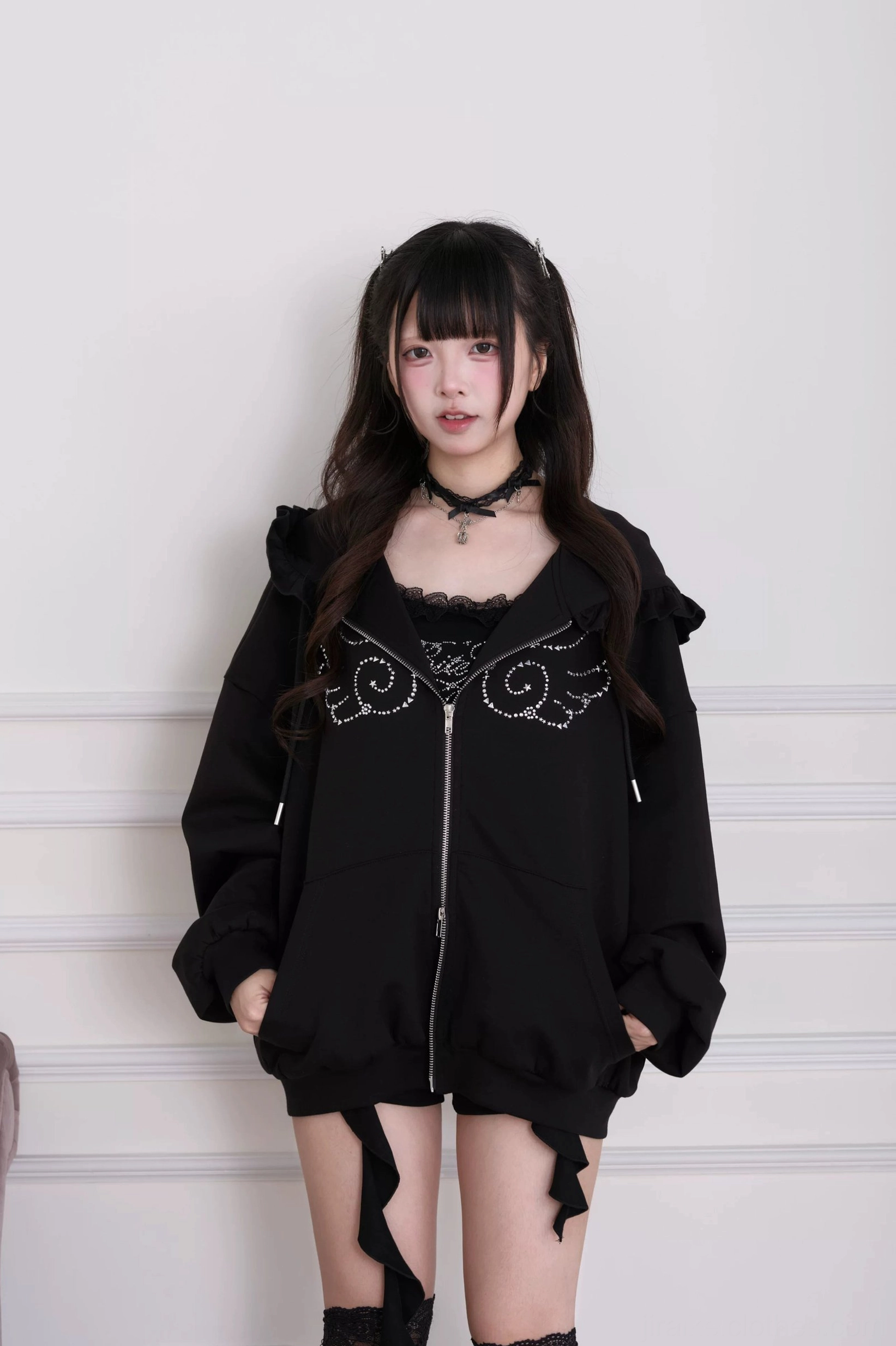 Camisole adjustable strap system allowing custom fit personalization - Jirai Kei adaptable sizing detail