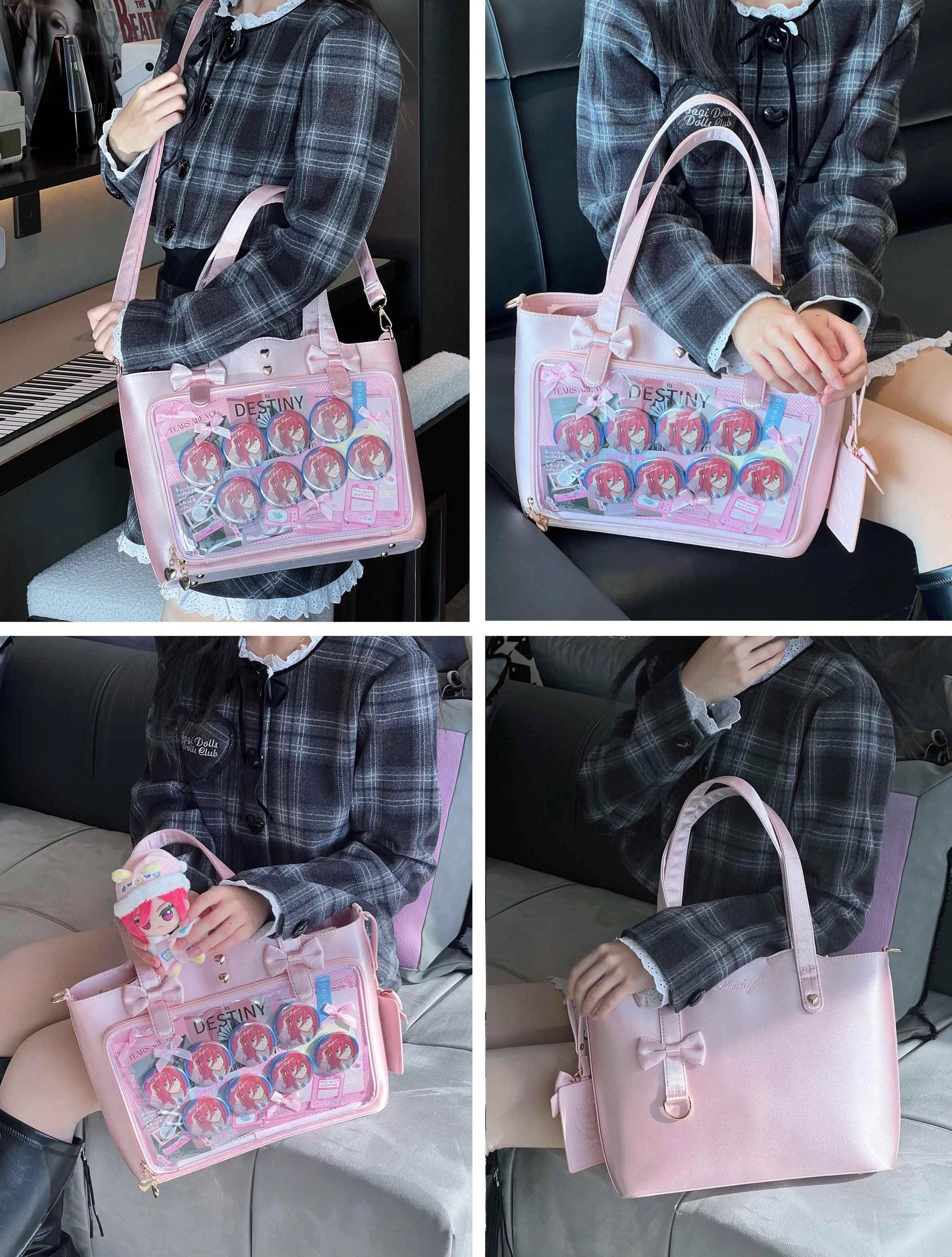 Jirai Kei ita bag care and maintenance instruction visual guide showing cleaning methods, storage recommendations, stain removal tips, and longevity preservation techniques