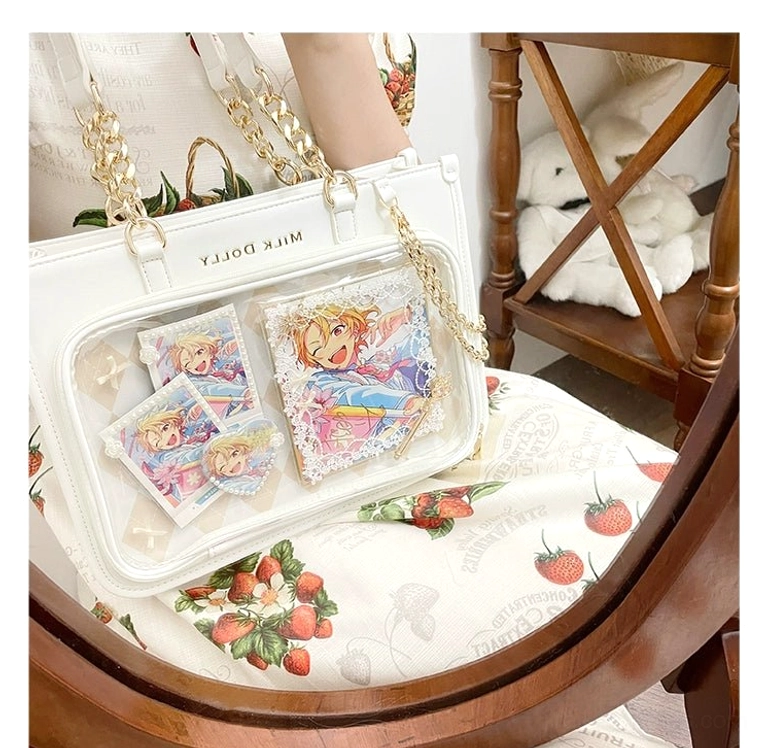 Checkered pvc pinning board background inside ita bag showing argyle pattern for organized badge arrangement