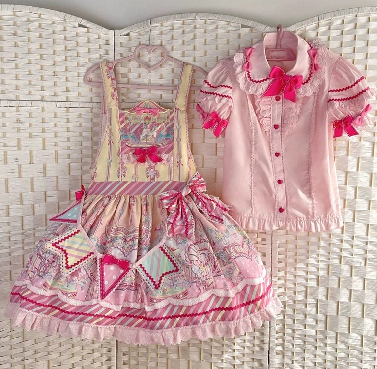 Cuffs accessory from carousel sweet Lolita dress set providing decorative wrist detail and coordinated finishing
