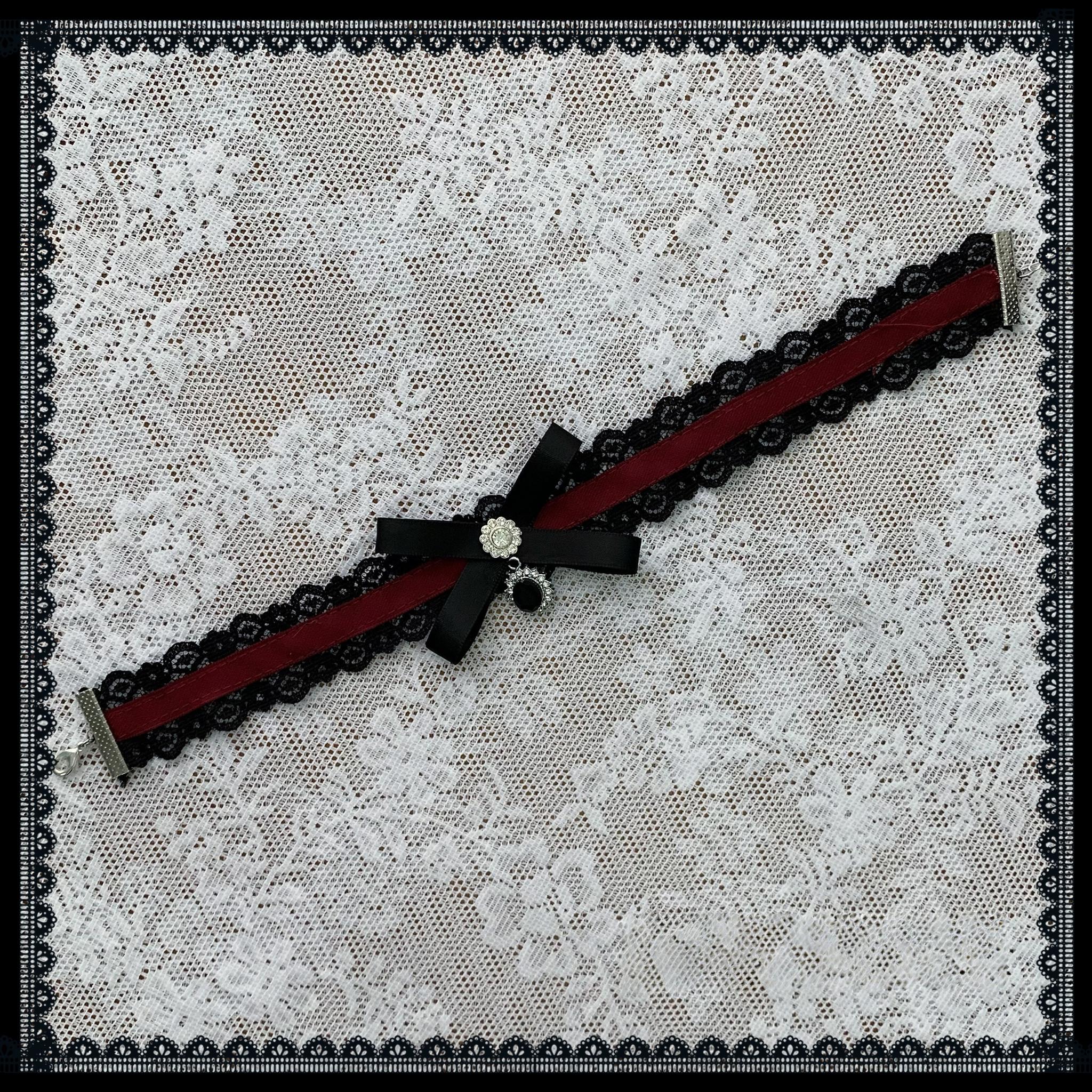 Black-red choker Jirai Kei necklace accessory gothic aesthetic one size universal