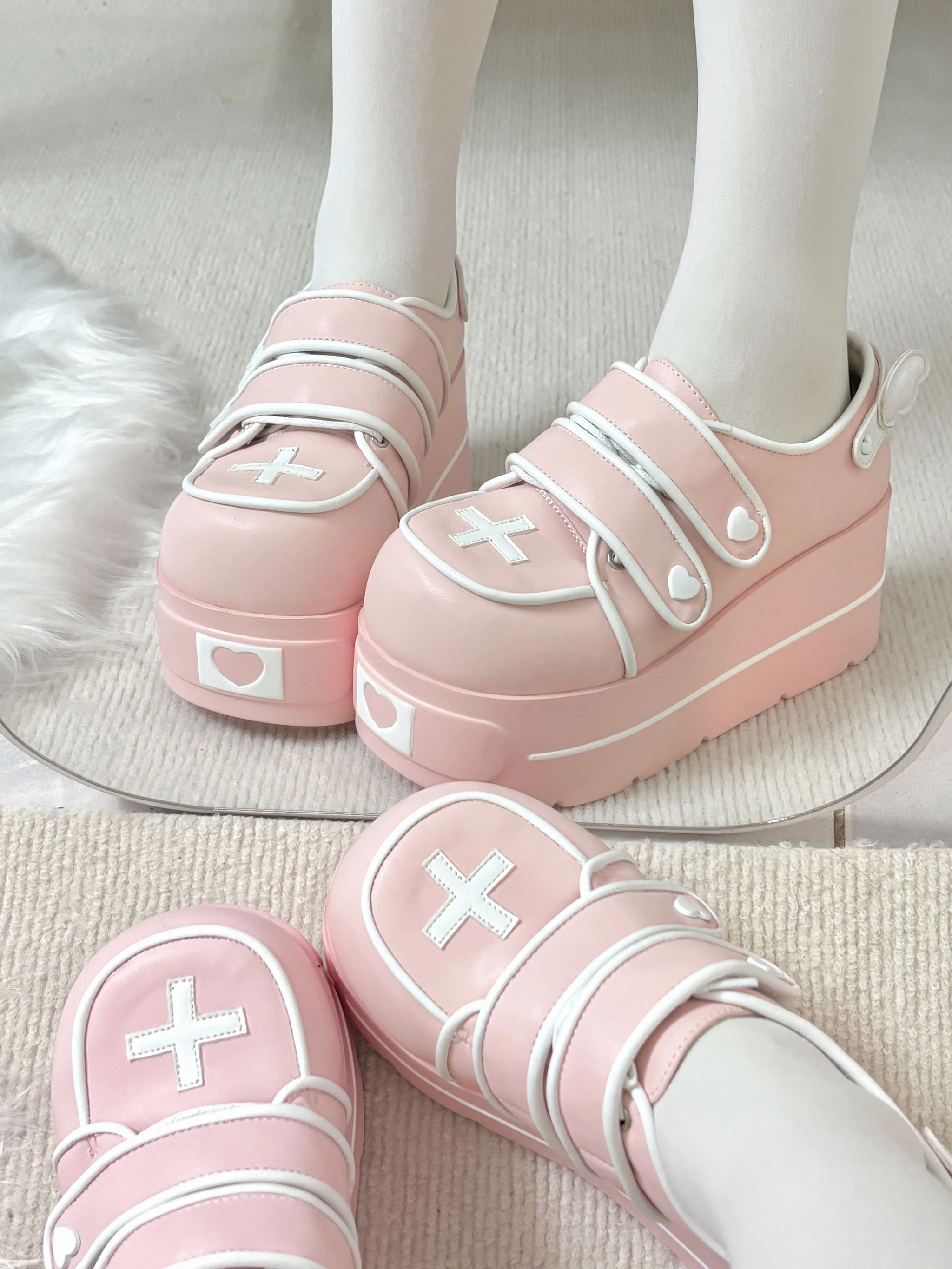 Black angel heart platform shoes Tenshi Kaiwai dark aesthetic edgy rebellion punk fashion footwear