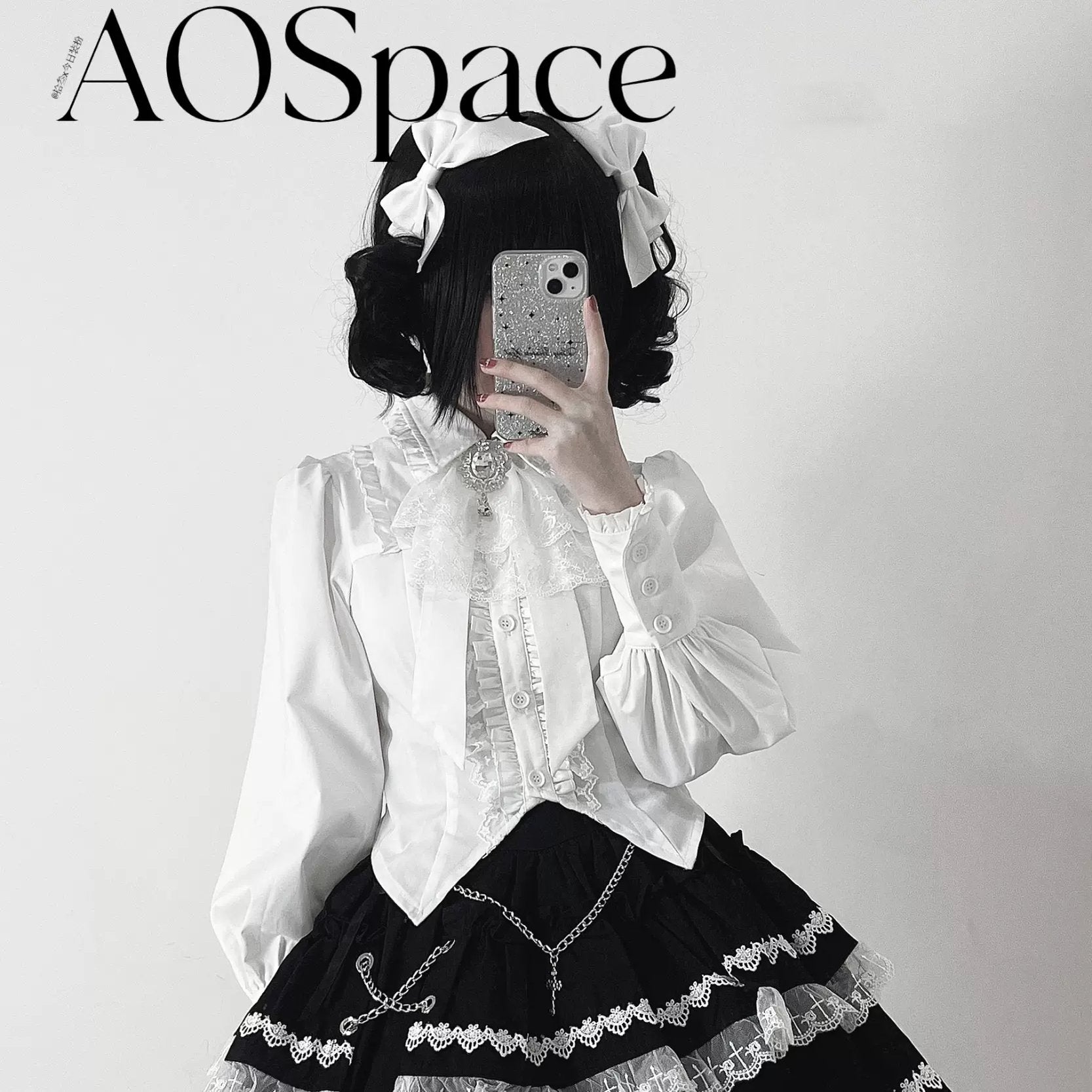 Black and white Jirai Kei ensemble styling coordination platform mary jane shoes accessories