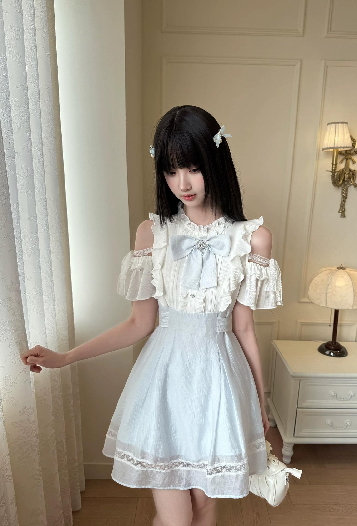 Seiso Kei long dress long sleeves option all sizes S M L cold-shoulder design