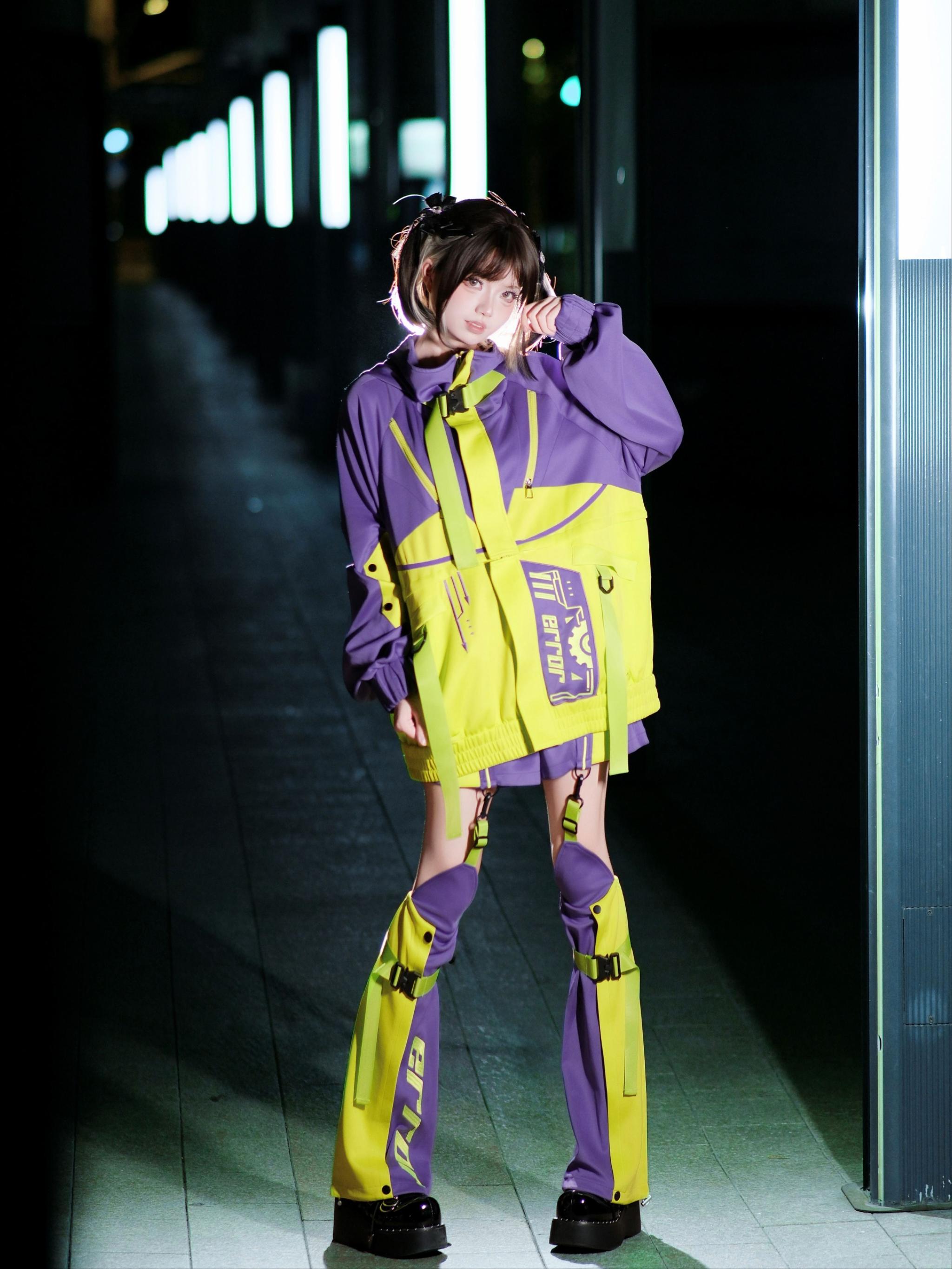 Cyberpunk jirai kei outfit versatility demonstration multiple wearing configurations styling possibilities
