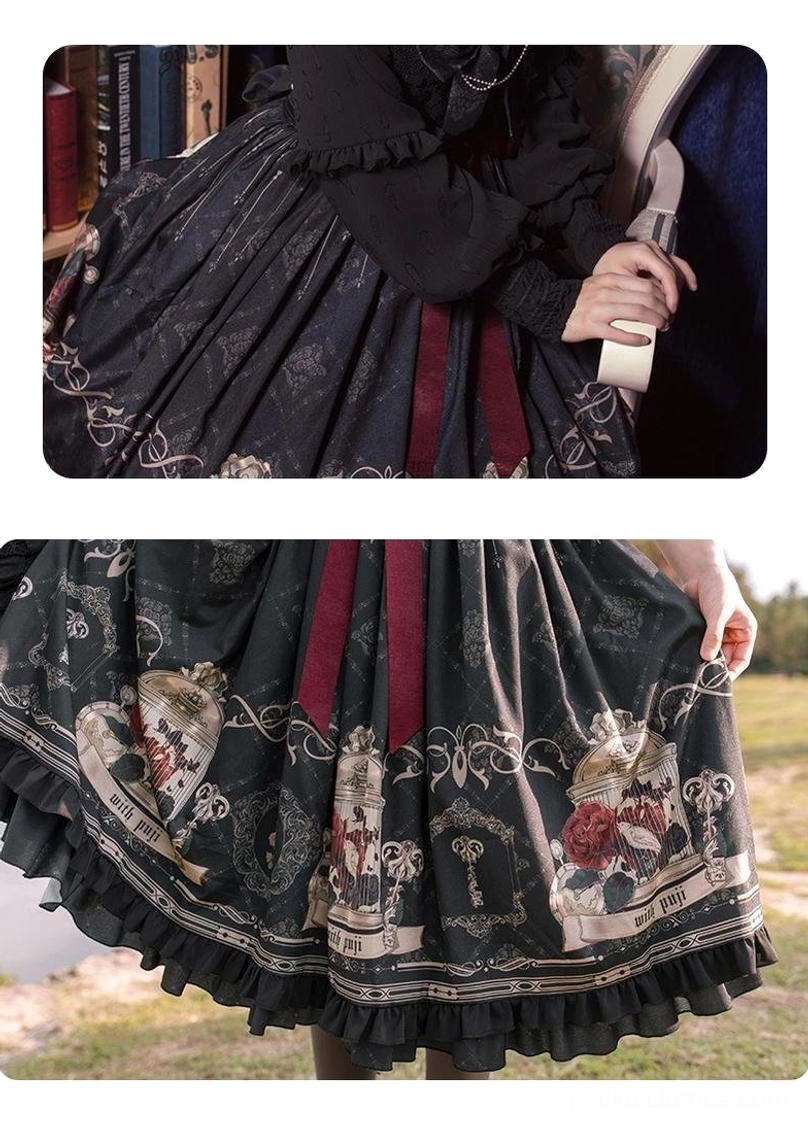 Black gothic lolita jsk dress product packaging shipping information specifications