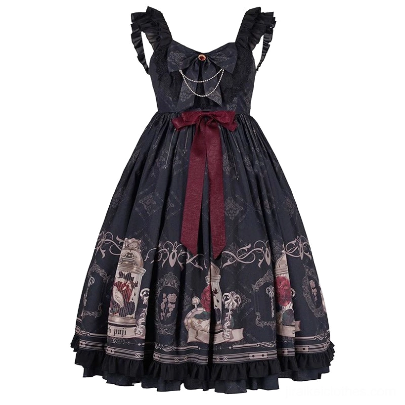 Black gothic lolita jsk dress size variations small medium large fitting proportions