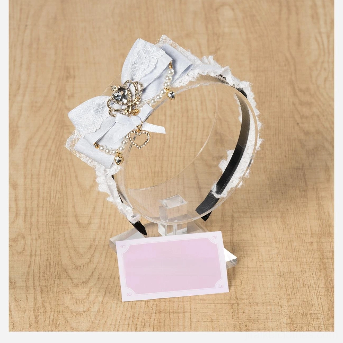 Grayish blue ryousangata plush bow headband product display melancholic cool-toned aesthetic