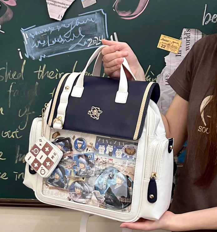 Itabag backpack in convention setting showcasing how to style and display your anime fandom collection