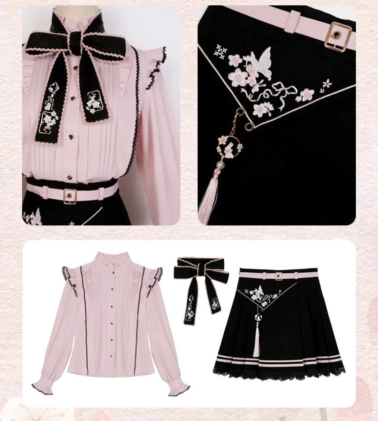 Alternative Jirai Kei blouse and skirt pairing combinations showing versatile styling options and separate piece coordination possibilities