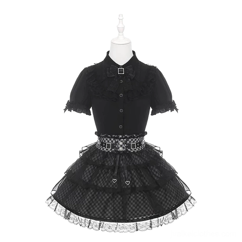 Jirai Kei black blouse detachable collar bow feature removable design styling versatility formal and casual wear options product detail