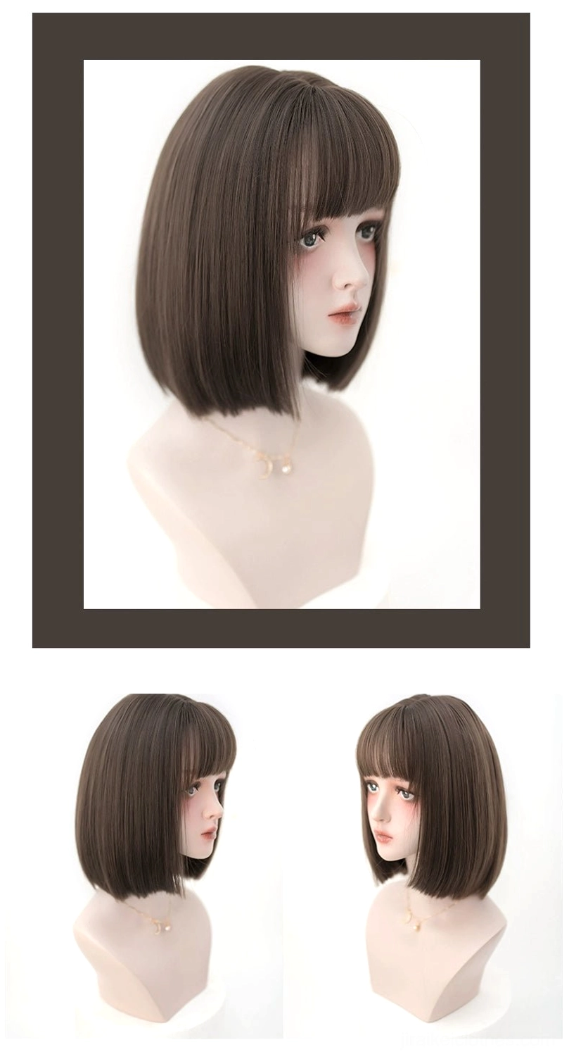 Black Jirai Kei short bob wig back view and overall silhouette showing shoulder-length proportion and shape