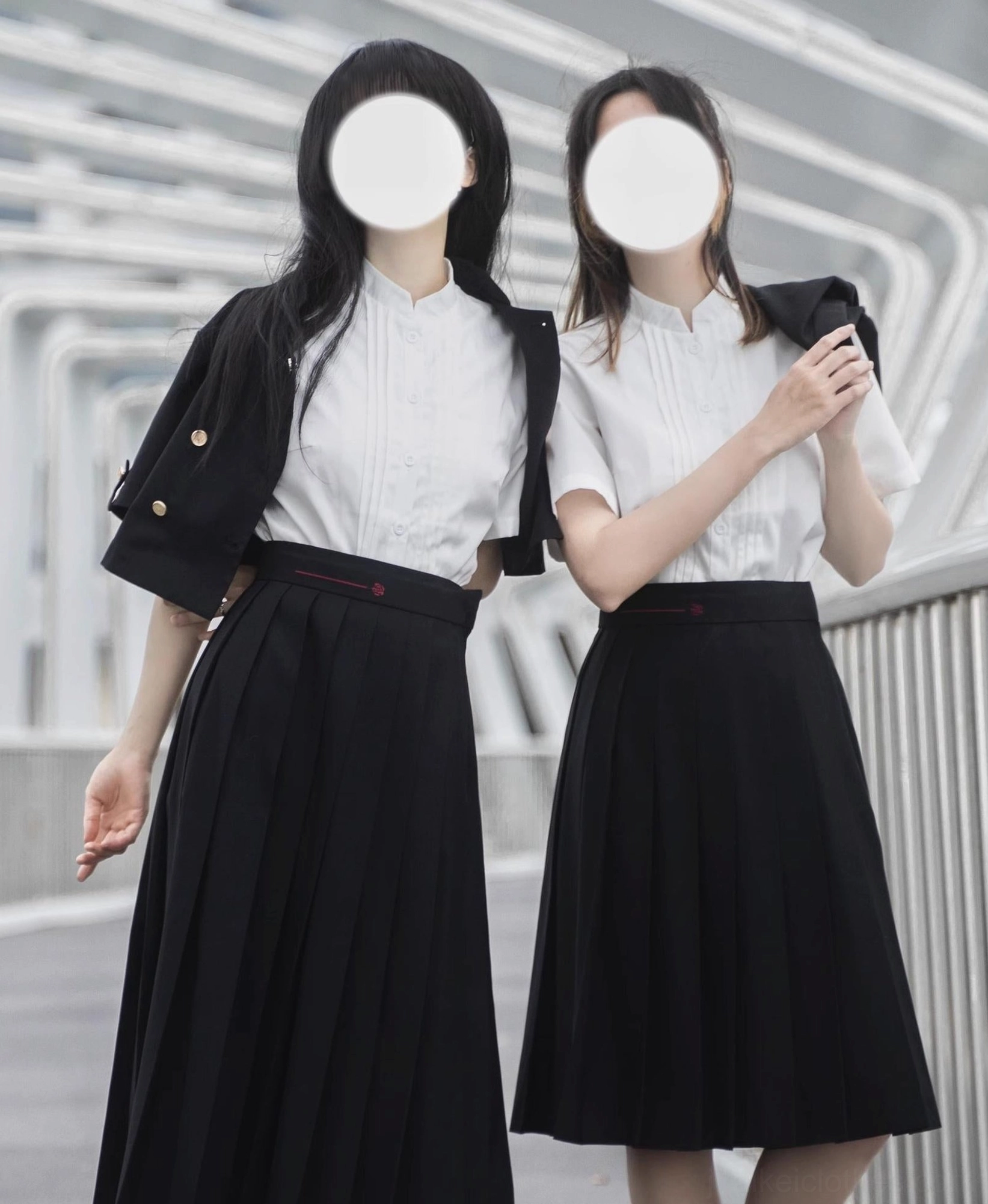 Jirai Kei black skirt hem pleating line side view crisp fold definition studio lighting detail