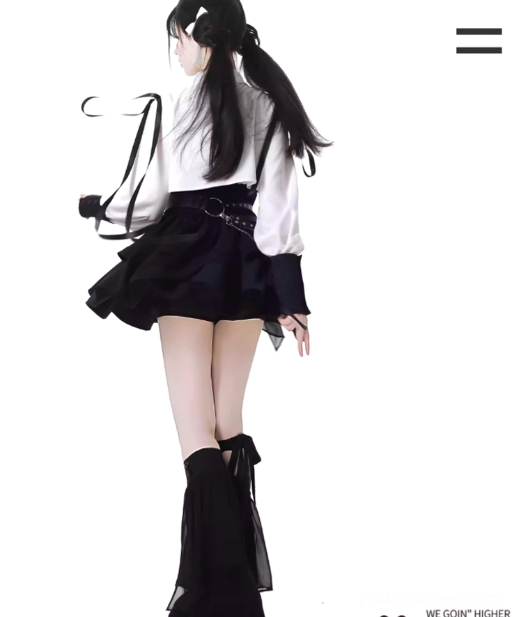 Jirai Kei black waist cover accessory detail featuring irregular hemline edge, functional zipper closure mechanism, and adjustable belt for personalized fit and styling
