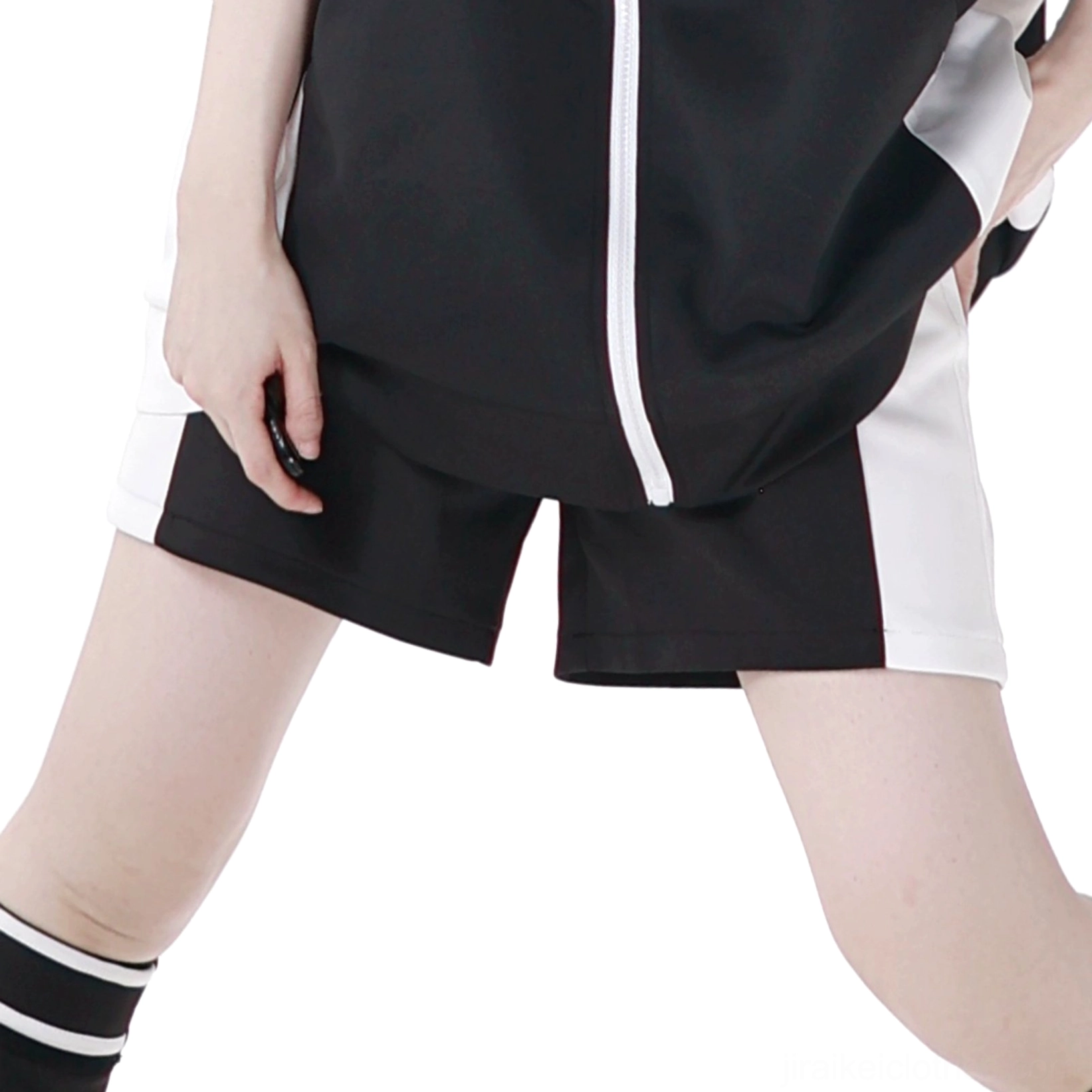 Black and white Jirai Kei sporty shorts only elastic waist side pockets athletic wear