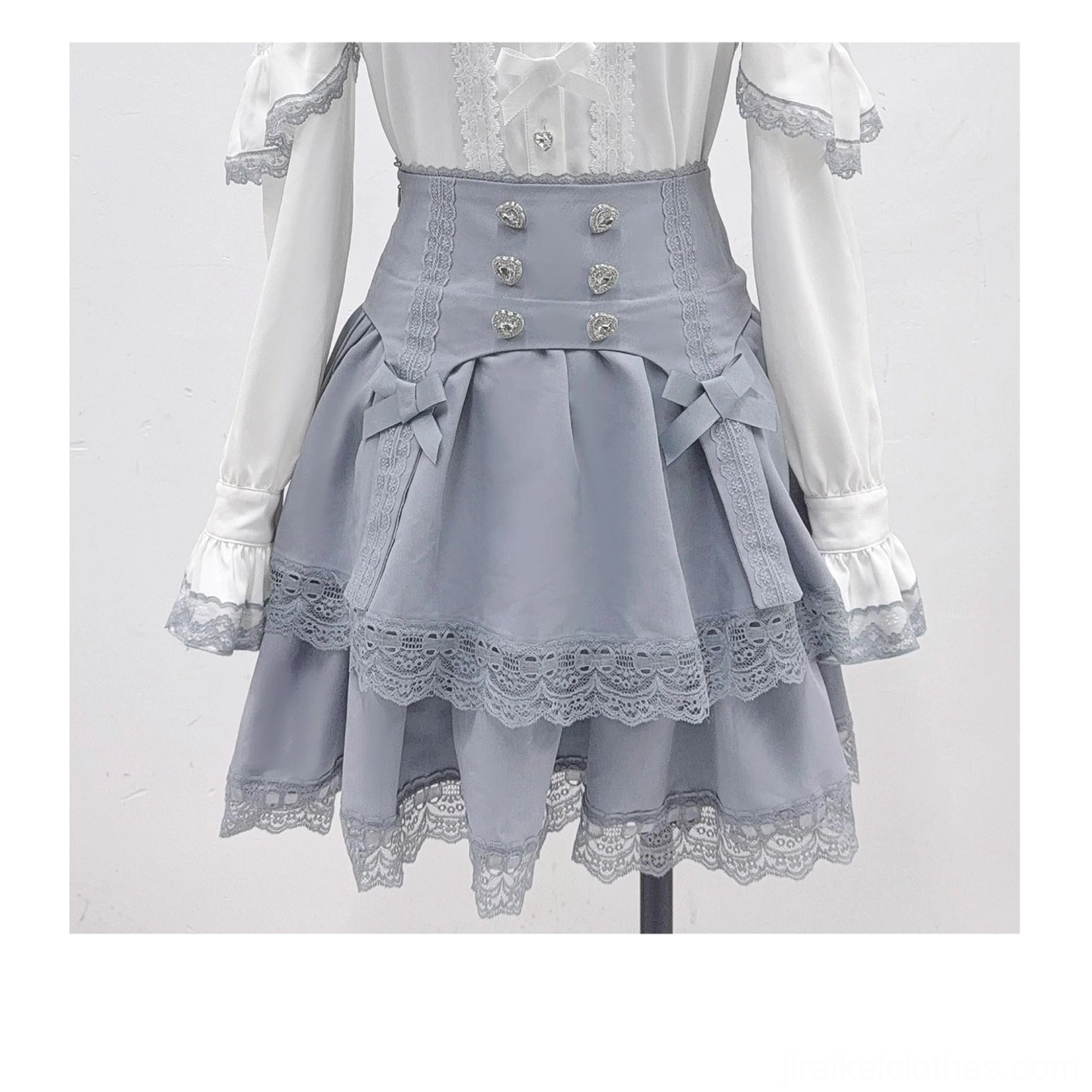 Jirai Kei black and white striped mini skirt with lace embellishment and graphic pattern mixing design