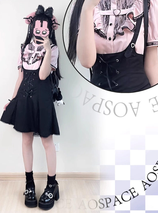 Jirai kei blouse color variations pink purple white lavender heart-shaped buttons comparison