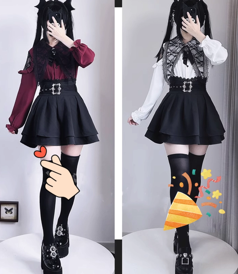Jirai Kei blouse detachable bow removable collar adjustable style versatility customization options