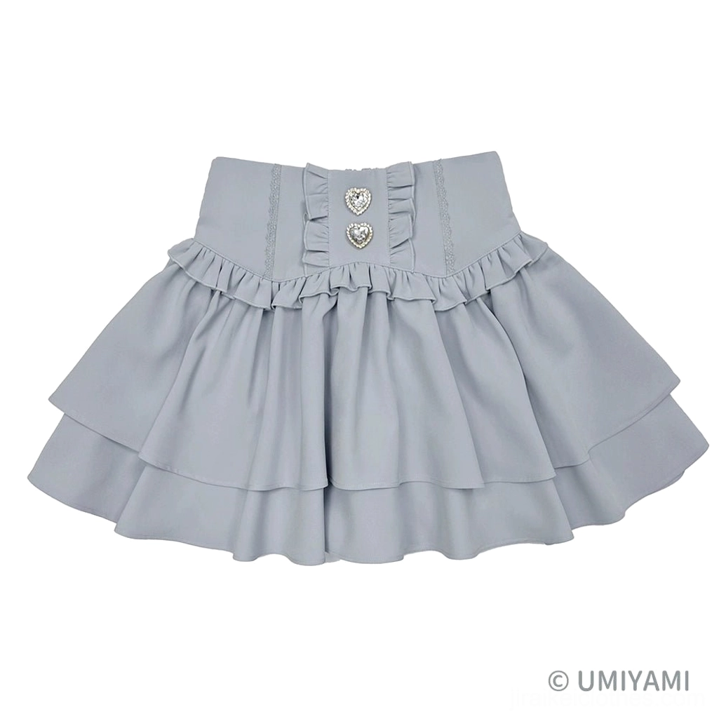 Blue jirai kei tiered mini skirt cooler tone, ocean blue option, multi-tiered ruffles, pleated waist, diverse colorway alternative
