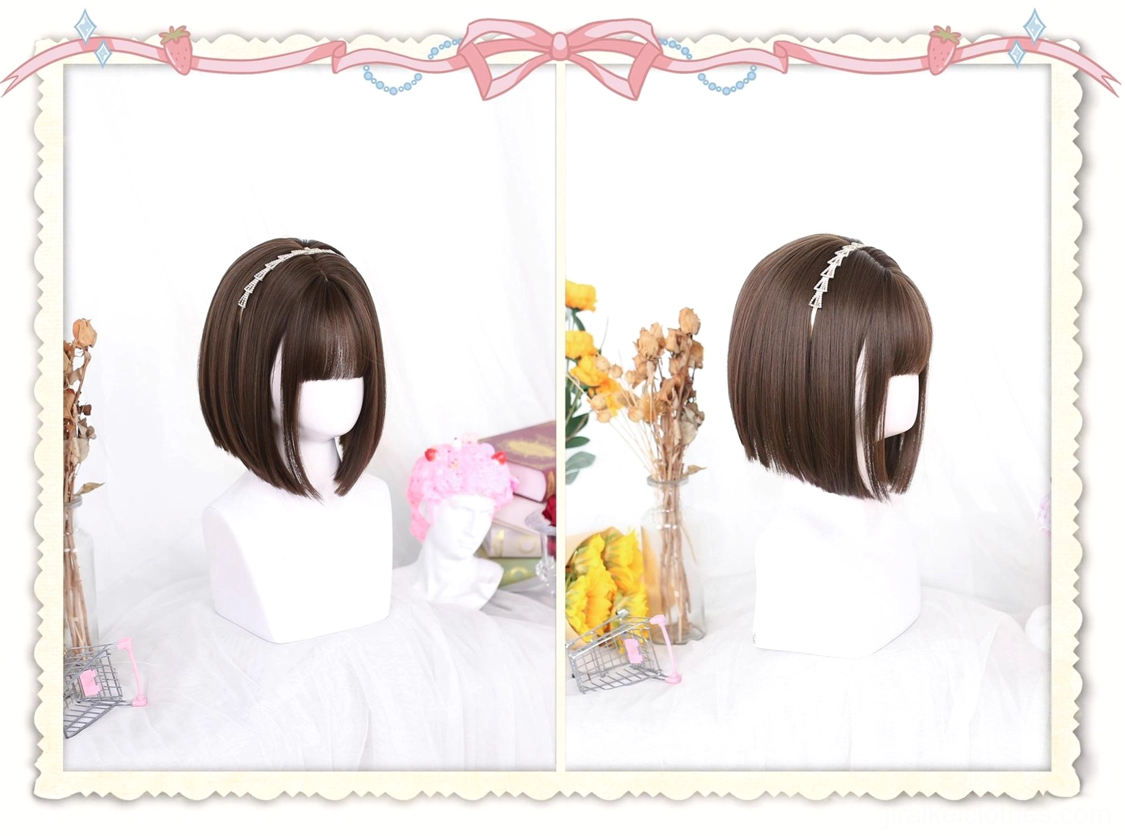 Jirai kei short bob wig with hairnet included cool brown variant application guide