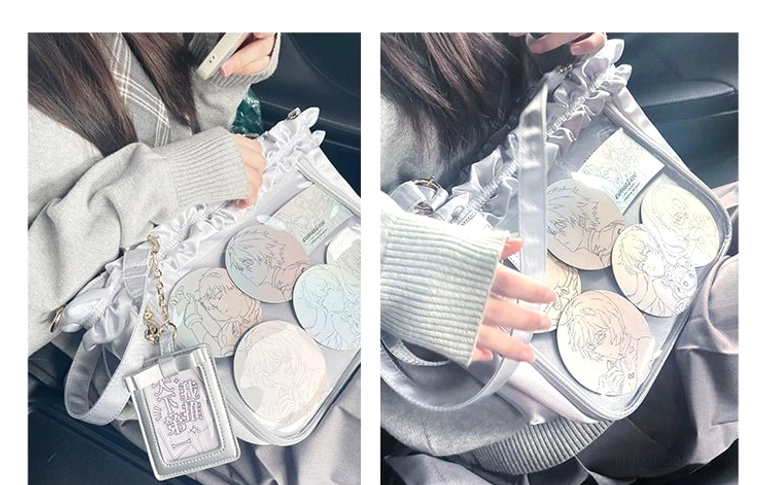 Jirai Kei bouquet itabag bottom protective studs detail close-up showing metal foot hardware and wear protection design
