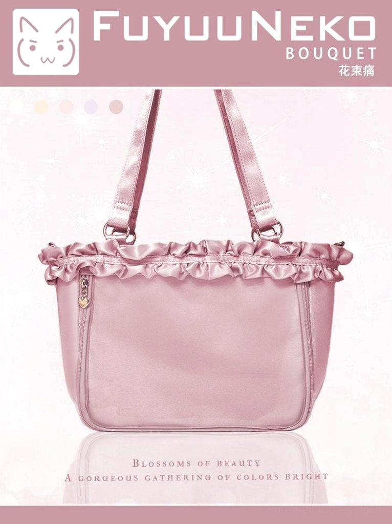 Jirai Kei bouquet itabag navy blue regular size displaying deep blue satin exterior and transparent display capability