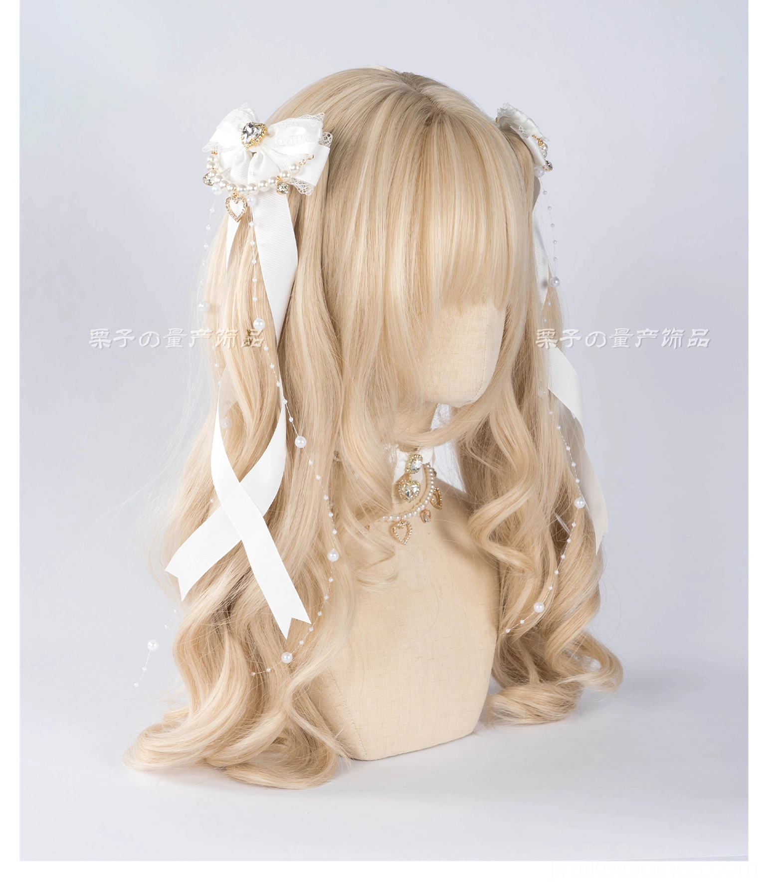 Jirai Kei bow hair clips color swatch showing available options white light pink gray-blue black and more variations