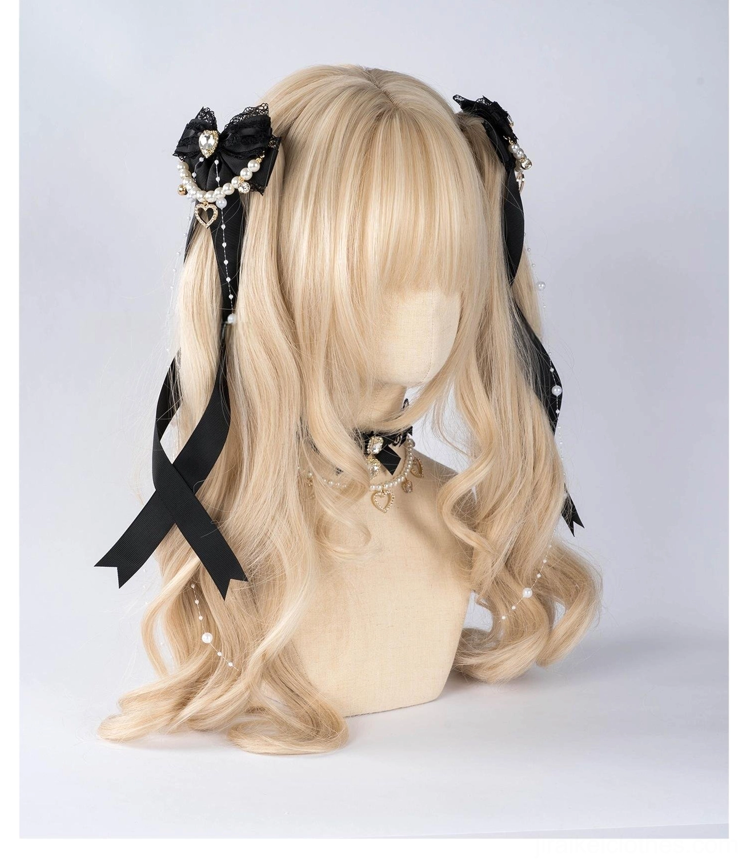 Jirai Kei hair clip collection in multiple color variations including white black navy blue royal blue light pink and gray-blue options