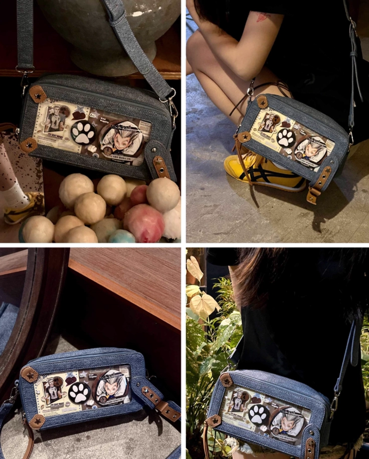 Jirai kei brick itabag anime collectible arrangement inspiration showing creative display composition ideas