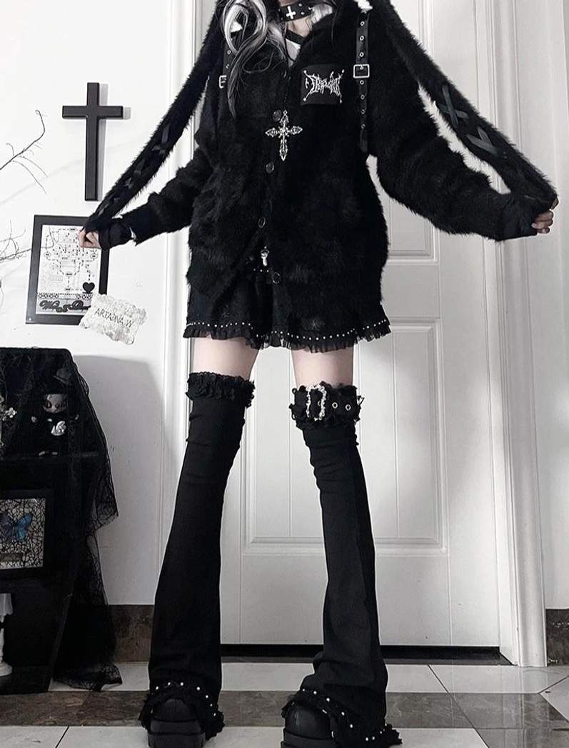 oversized jirai kei bunny ear hooded coat layering versatility gothic fashion statement piece