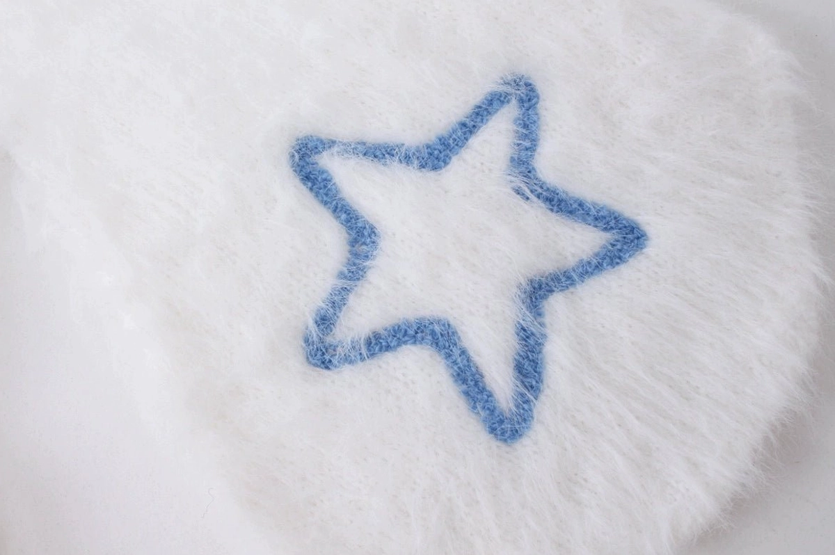 Jirai kei bunny ear hooded sweater fabric texture close-up showing premium fuzzy woolen yarn quality construction