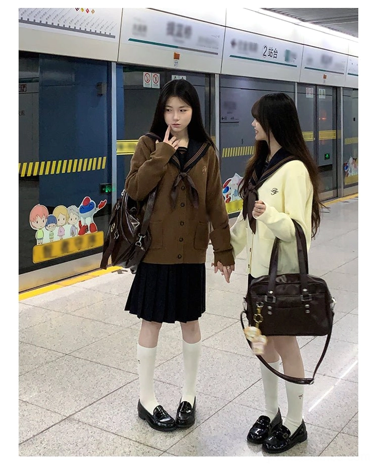 Jirai Kei caramel brown cardigan vintage school nostalgic warm aesthetic styling