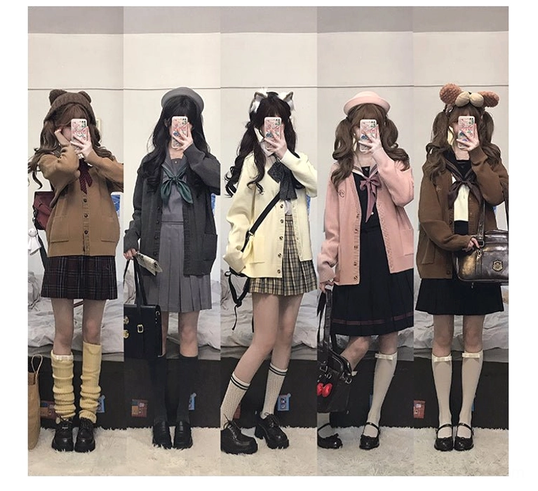 Jirai Kei cardigan with loafers preppy style footwear coordinate option