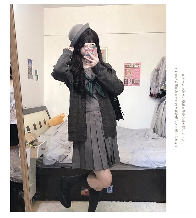 Jirai Kei cardigan with tie ribbon accessory school uniform complete coordinate