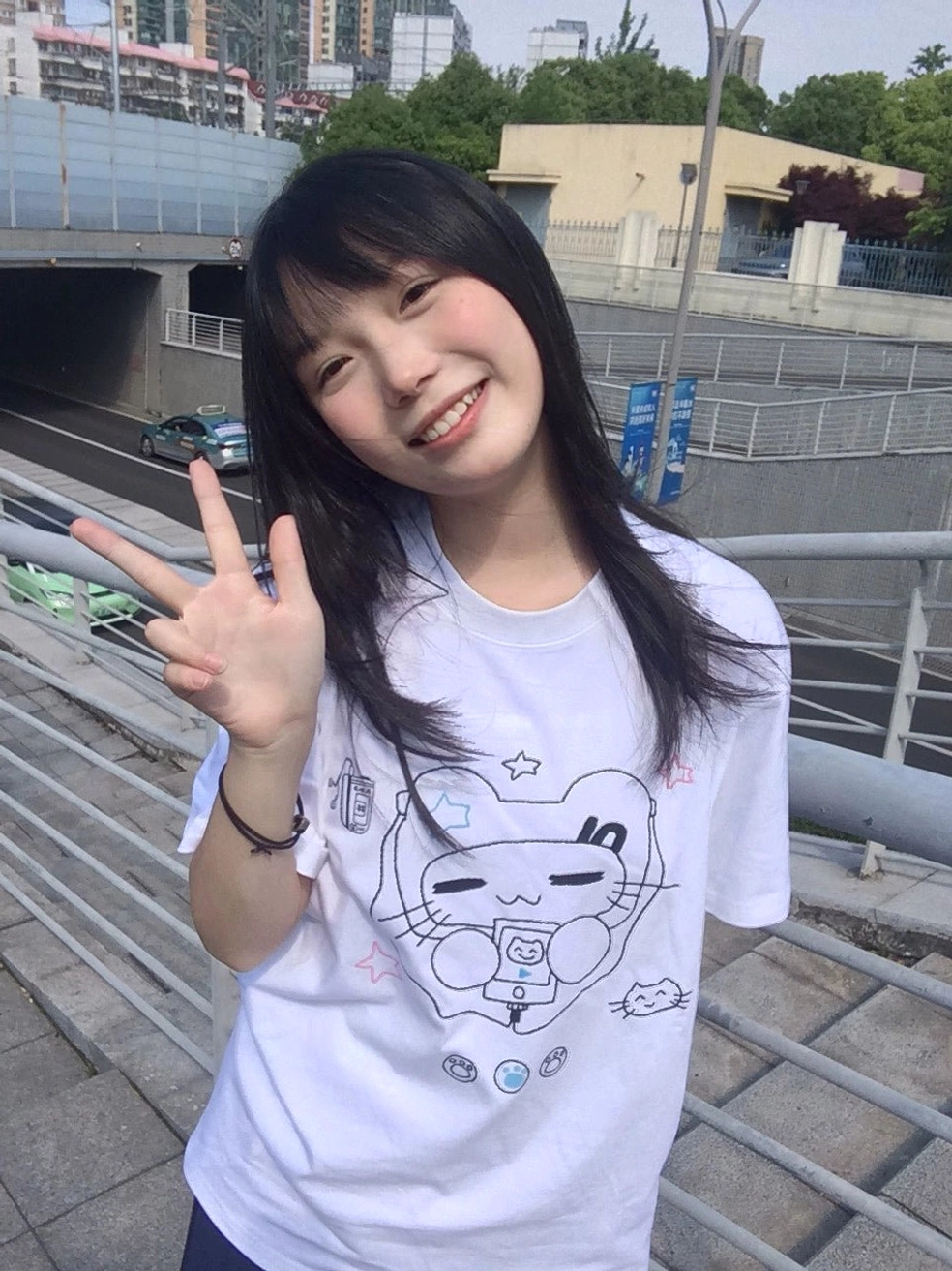 Material composition and care instructions for Jirai Kei cat headset graphic 100% cotton T-shirt