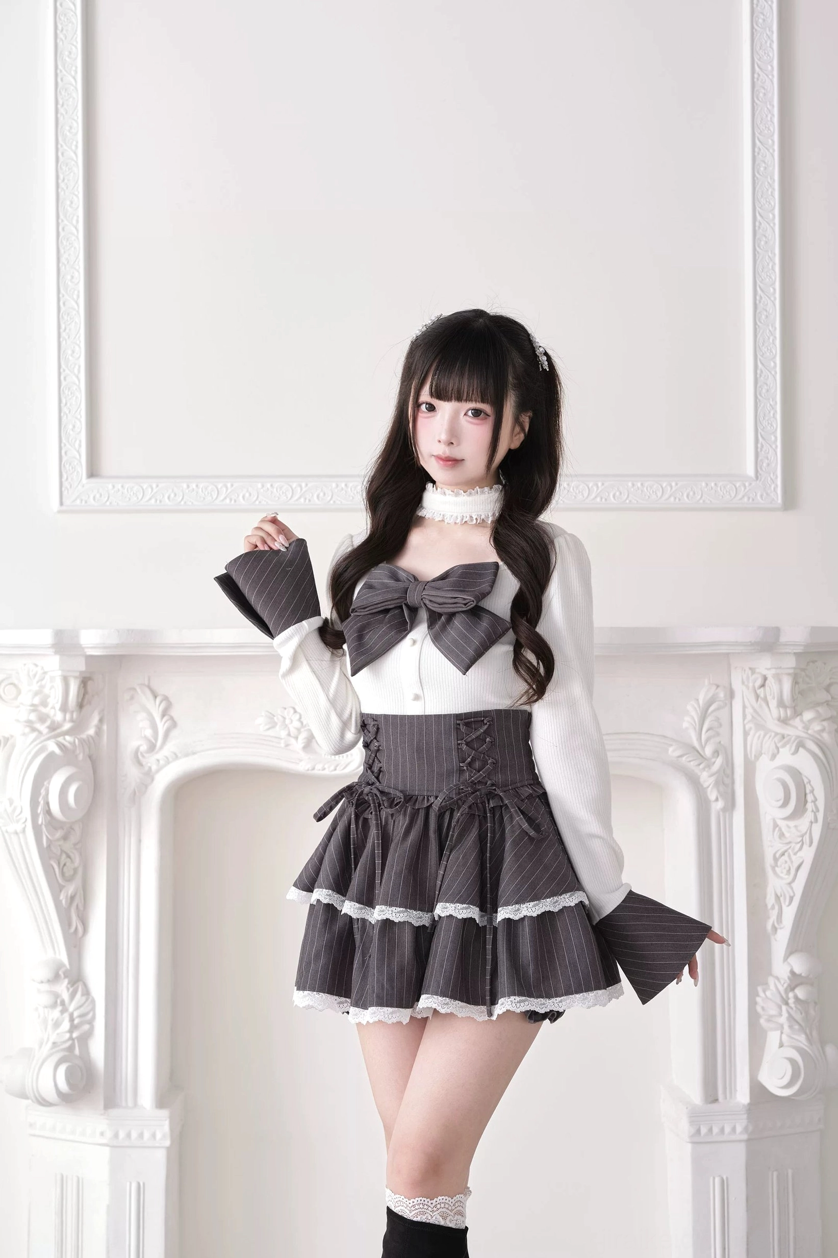 Jirai Kei choker knit top full length product shot neutral background display