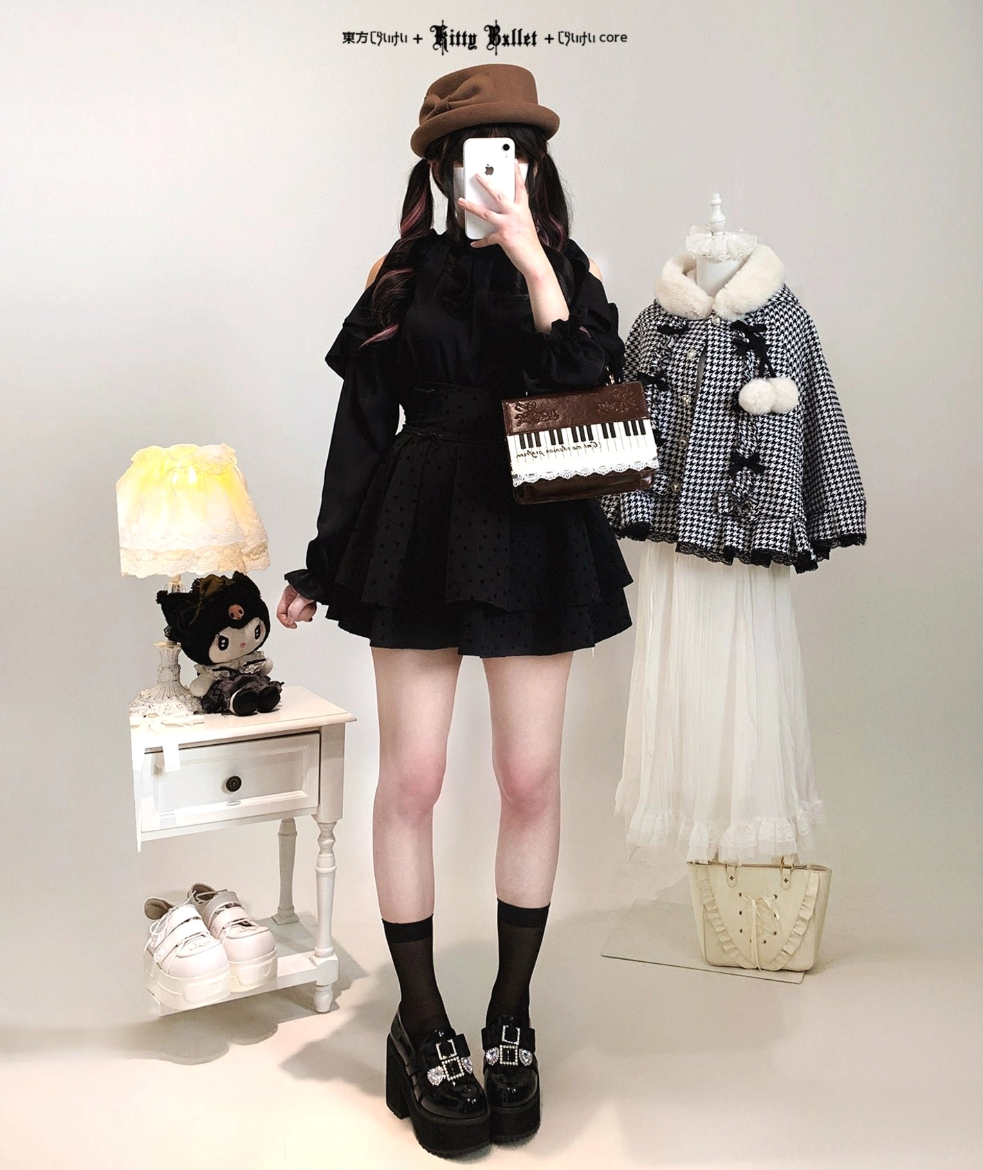 Jirai Kei cold-shoulder ruffled chiffon blouse product details premium quality specifications