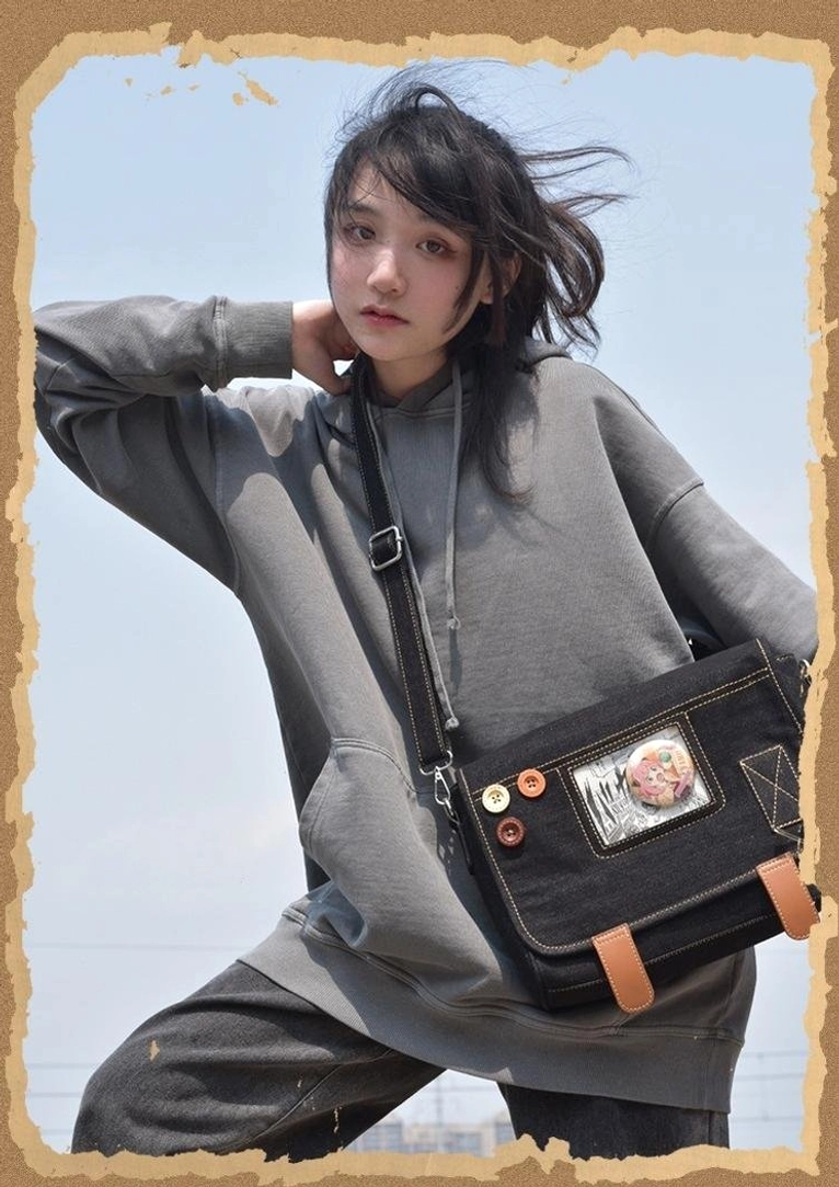 Jirai Kei denim itabag crossbody handbag care and maintenance instructions guide for denim cleaning leather hardware conditioning PVC panel care