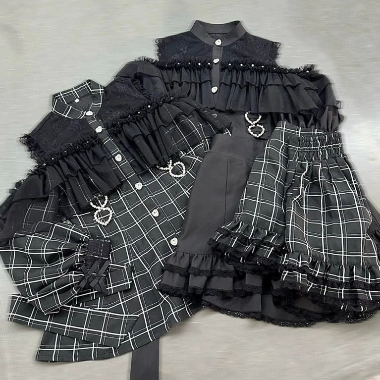 Jirai Kei dress fabric texture showcase polyester rayon chiffon materials quality construction close-up