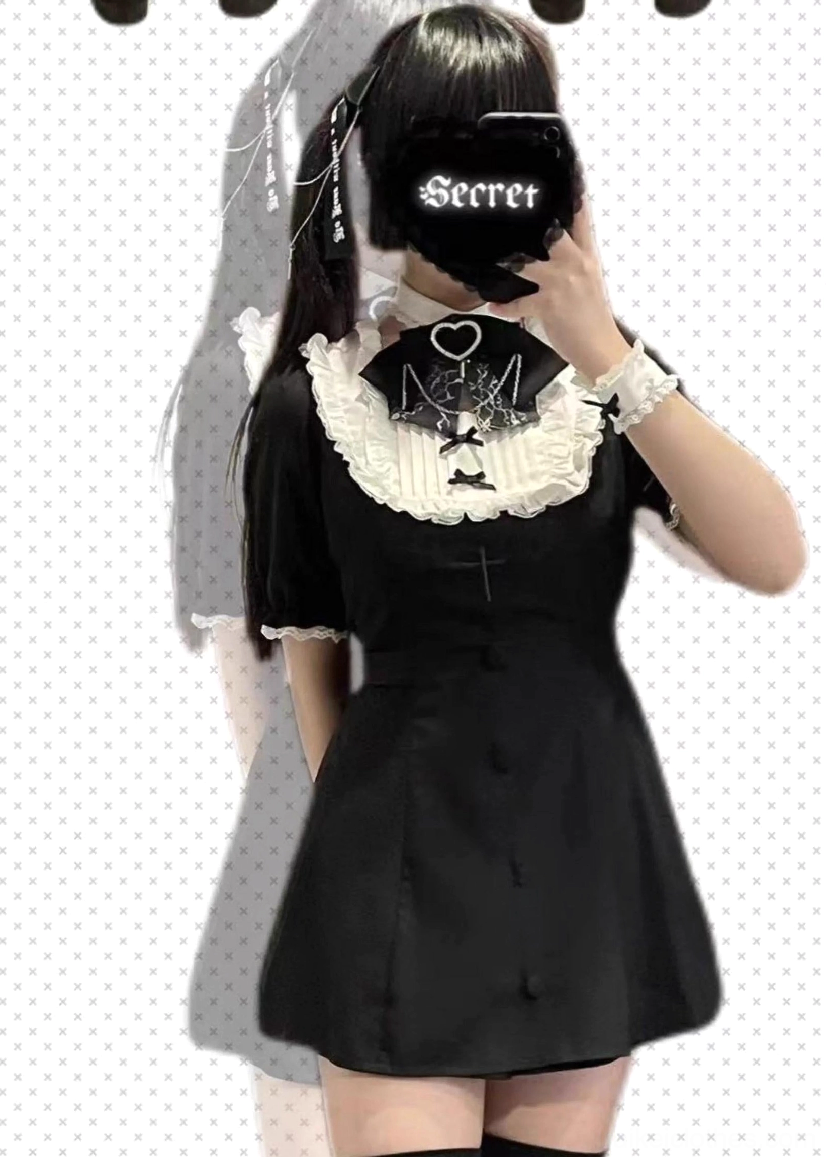 Jirai Kei dress shorts set with non-detachable belt waist definition and a-line skirt silhouette