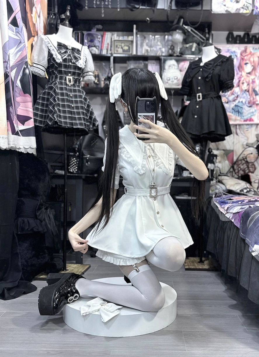 Jirai Kei dress shorts subculture gathering lace headdress pearl accessories styling