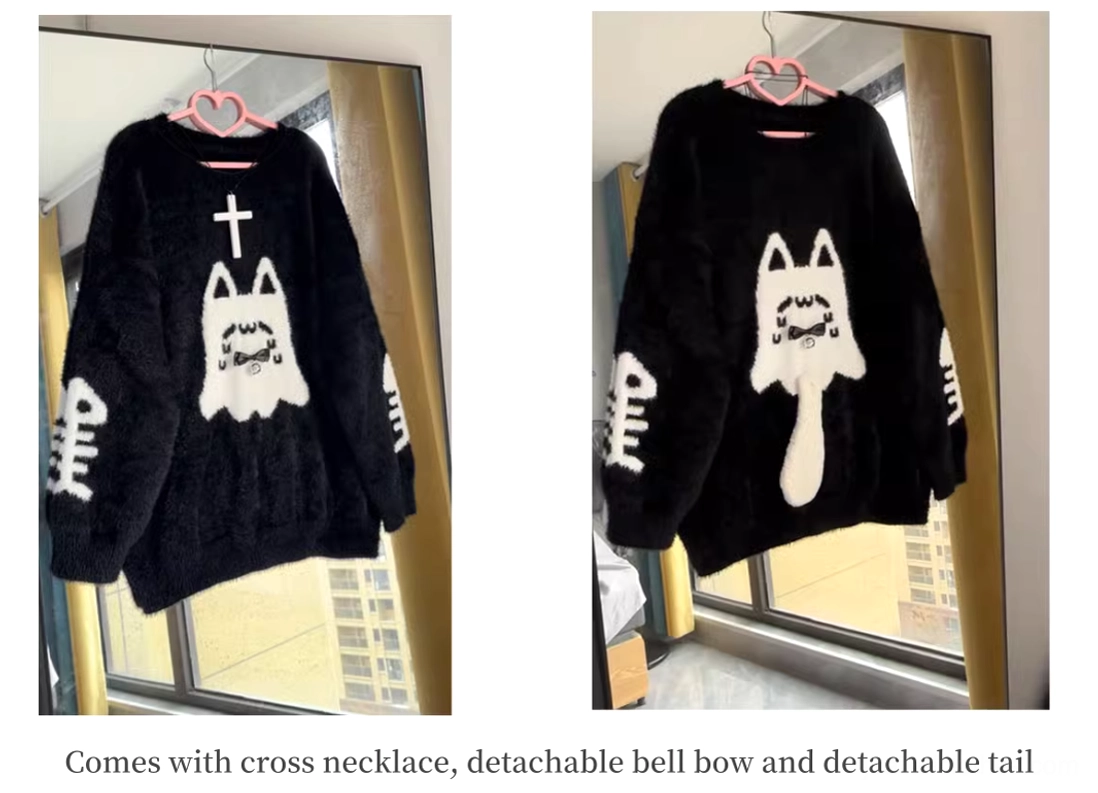 Jirai Kei ghost cat sweater hand washing gentle care instructions detaching accessories before cleaning delicate mink