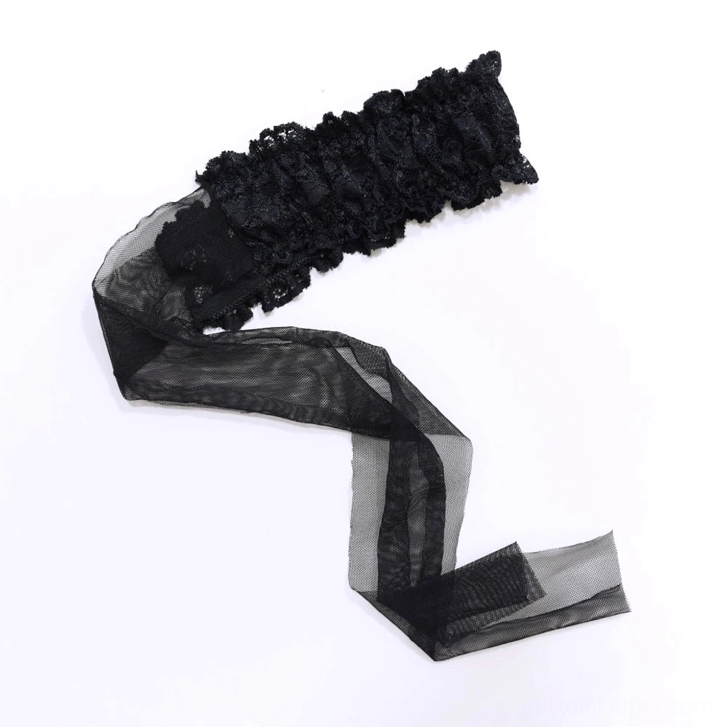 Gothic Lolita Jirai Kei lace stockings and bow garter product lifestyle photography, alternative fashion aesthetic full presentation