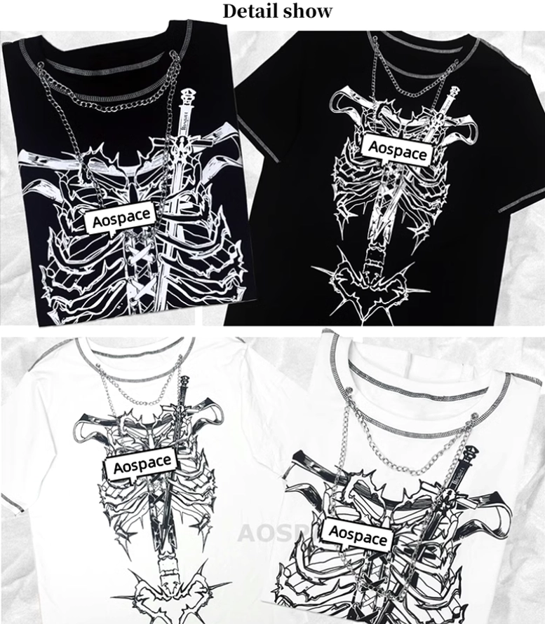 Jirai kei gothic oversized T-shirt styling with alternative fashion accessories chains punk bracelets complete look