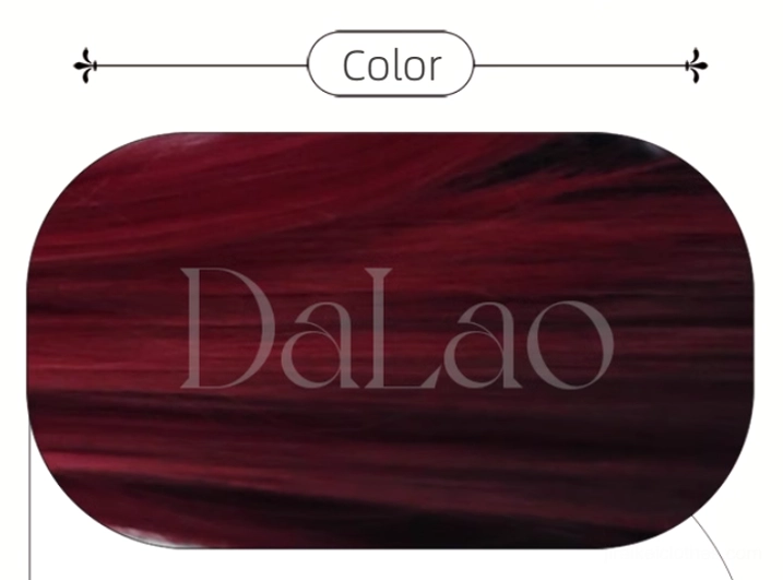 Red and black gradient Jirai Kei wig quality showcase highlighting even dyeing, soft-matte fiber finish, and smooth hair texture throughout the 60cm long length